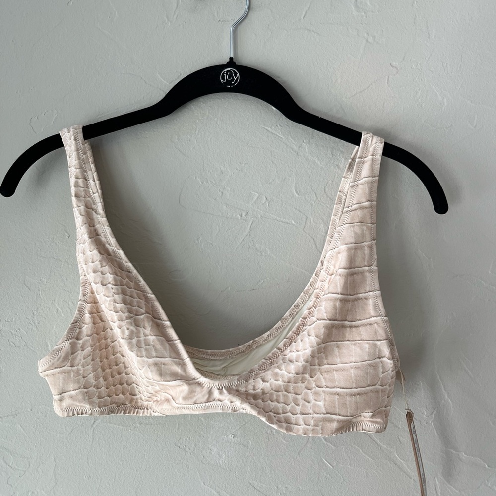 SKIMS Cream Textured Scoop Swim Top